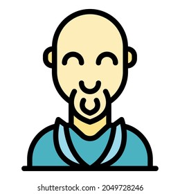 Smiling old man icon. Outline smiling old man vector icon color flat isolated