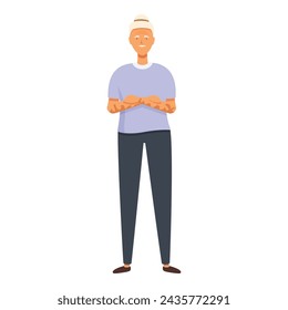 Smiling old person icon cartoon vector. Female healthy tattoos. Happy adult