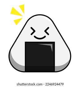 Smiling Onigiri character design. Onigiri vector design.