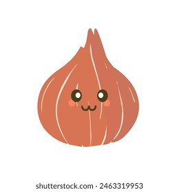 Smiling onion character in kawaii style