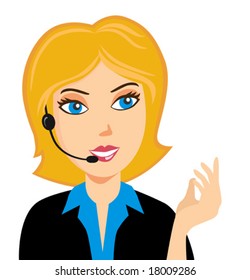 Smiling operator at call center in Vector format