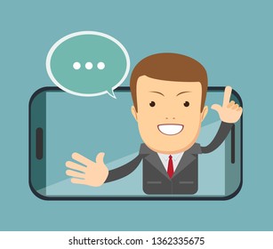 Smiling operator working at call center. Customer service concept.