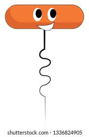Smiling orange corkscrew vector illustration on white background.