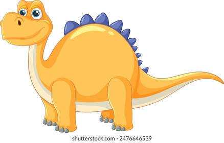 Smiling orange dinosaur with blue spikes