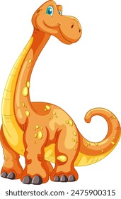 Smiling orange dinosaur with a long neck