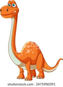 Smiling orange dinosaur with long neck