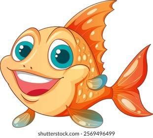 Smiling orange fish with big eyes and fins