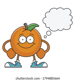 smiling orange fruit cartoon character isolated on white background