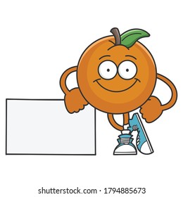 smiling orange fruit cartoon character isolated on white background