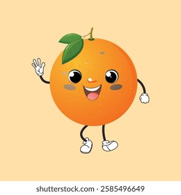 smiling orange fruit laugh cartoon mascot illustration vector