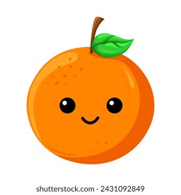 Vector de carácter de frutas de naranja sonriente aislado sobre fondo blanco