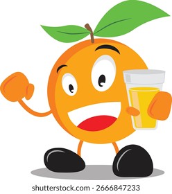 Smiling Orange with a glass of Orange