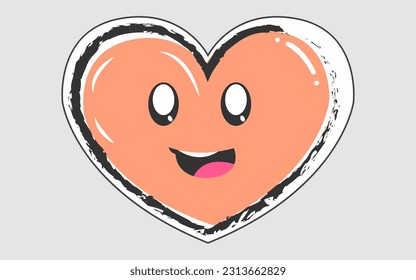 A smiling orange love heart vector design who is looking in front