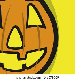 smiling orange pumpkin aside the canvas.