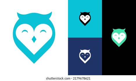 Diseño del logotipo de Cabeza de Ave de Lechuza Sonriente