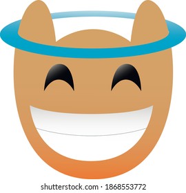 Smiling owl of a set with angel halo emoji isolated on white.