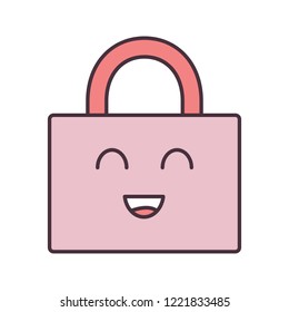 Smiling padlock color icon. Reliable password. Protection, security. Easy safety. Happy padlock. Emoji, emoticon. Isolated vector illustration