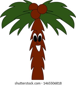 Smiling palm, illustration, vector on white background.