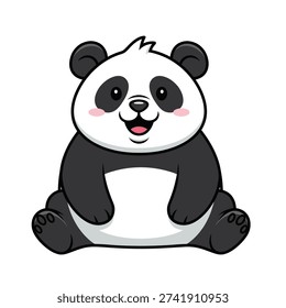 Smiling panda bear cartoon character sitting