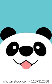 Smiling panda face flat design, vector illustration