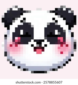 Smiling panda face pixel art