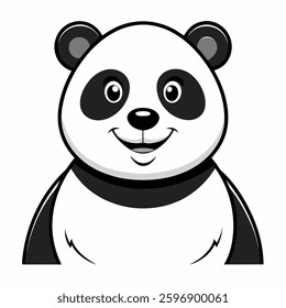 Smiling panda on white background