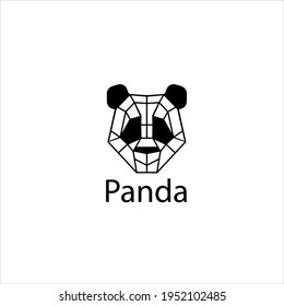 smiling panda, polygonal, geometric, flat and simple. business logo