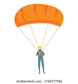 Smiling parachuter icon. Cartoon of smiling parachuter vector icon for web design isolated on white background