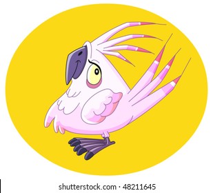 pájaro loro sonriente en círculo amarillo