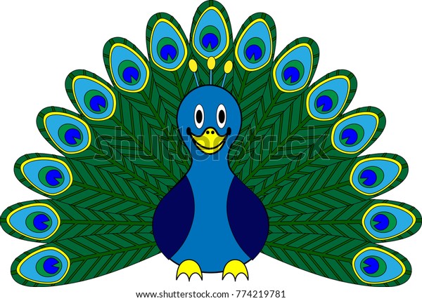 Smiling Peacock Bird Vector Character Cartoon Stock Vector (Royalty ...