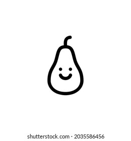 Smiling Pear Fruit Vegetable Food Monoline Symbol Icon Logo for Graphic Design UI UX and Website