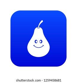 Smiling pear icon digital blue for any design isolated on white vector illustration
