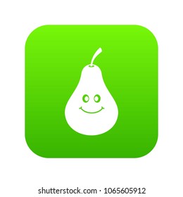 Smiling pear icon digital green for any design isolated on white vector illustration