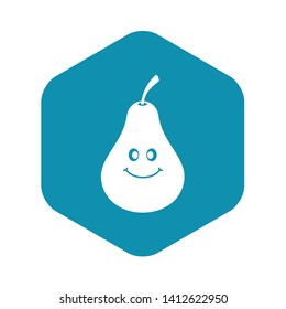 Smiling pear icon in simple style isolated vector illustration