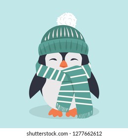 smiling penguin characters with hat