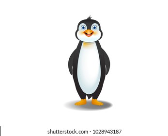 Smiling Penguin Front View - Cartoon Vector Image