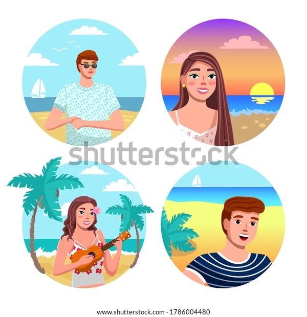 Smiling People Avatar Set Men Women Stock Vector (Royalty Free ...