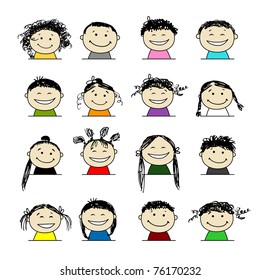 Smiling people icons for your design