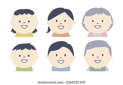 smiling people set, smile, human, illustration, character