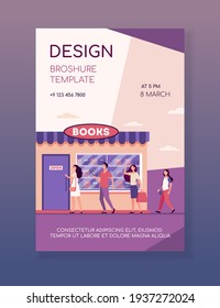 Smiling People Standing In Line To Book Store. Shop, Study, Novel Flat Vector Illustration. Education And Reading Concept For Banner, Website Design Or Landing Web Page