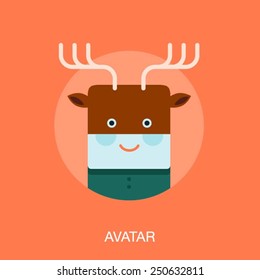 smiling person with a deer mask, vector illustration