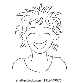 Smiling person line art vector 