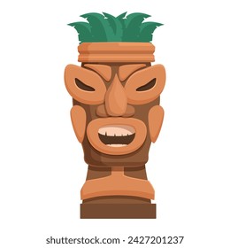 Smiling person tribal icon cartoon vector. Maya ancient. Angry totem