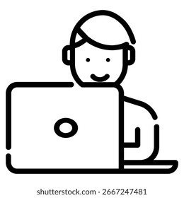 Smiling Person using Laptop Illustration (Pessoa sorrindo usando a ilustração de notebook)�
