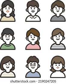 Smiling Person's Upper Body Icon Set 