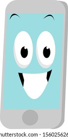 Teléfono sonriente, ilustración, vector sobre fondo blanco.