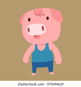 Smiling pig cartoon character