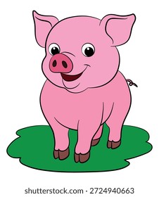 Smiling pig cartoon on a white background