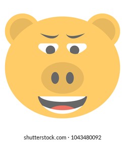 
Smiling Pig face emoji flat vector icon design
