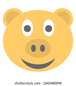 
Smiling Pig face emoji flat vector icon design
